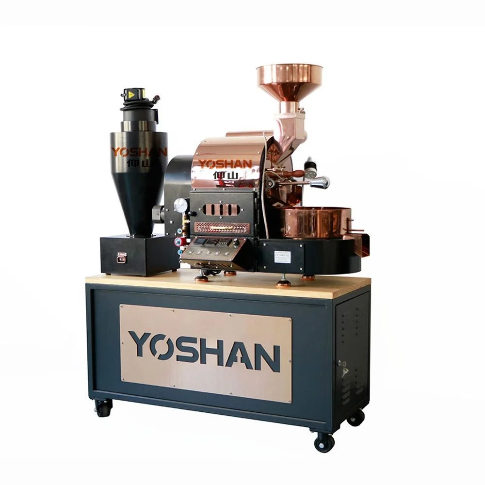 Yoshan Pro Coffee Roasting Machines 2kg 1kg 500 GR Gas Electrical Hot Air Double Layer Drum Coffee Roaster for Commercial Use