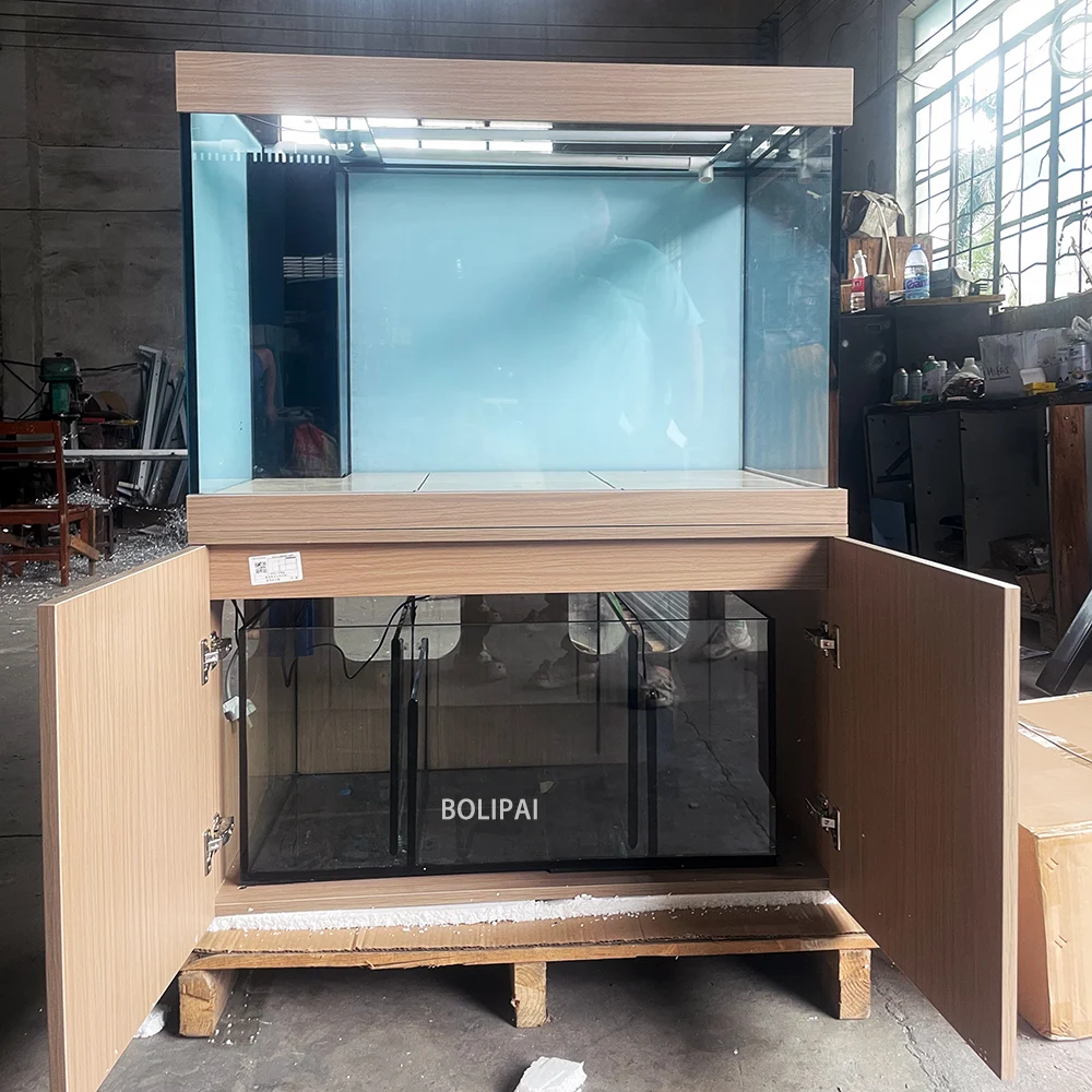 Custom Wood Grain Glass Cabinet for Aquarium Fish Tank Solar Exterior  Building Living Room Outdoor Staircase Dining Hotel