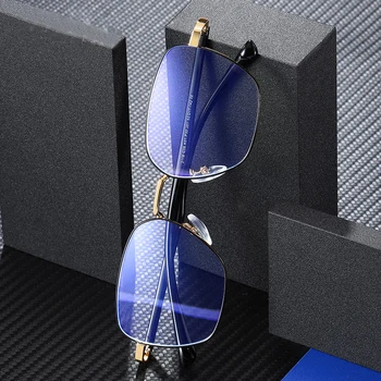 Oversized Retro Anti-Blue Light Alloy Metal Optical Frame Glasses Woman 2024