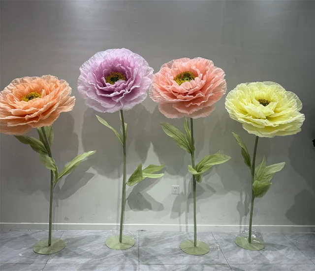 High quality customized organza silk paper giant flower artificial flower for wedding decoration event window decor display