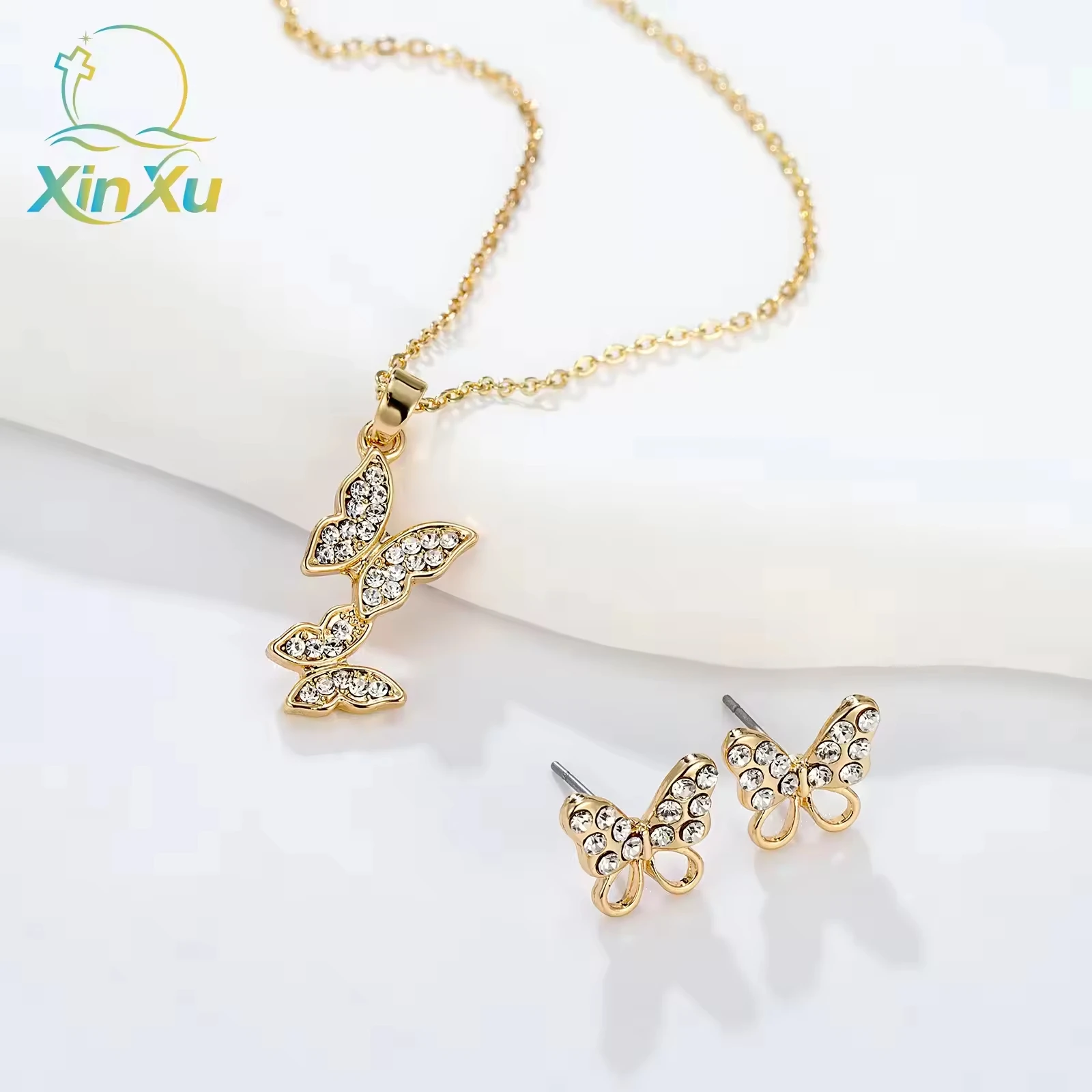Elegant 14k Gold Butterfly Jewelry Set