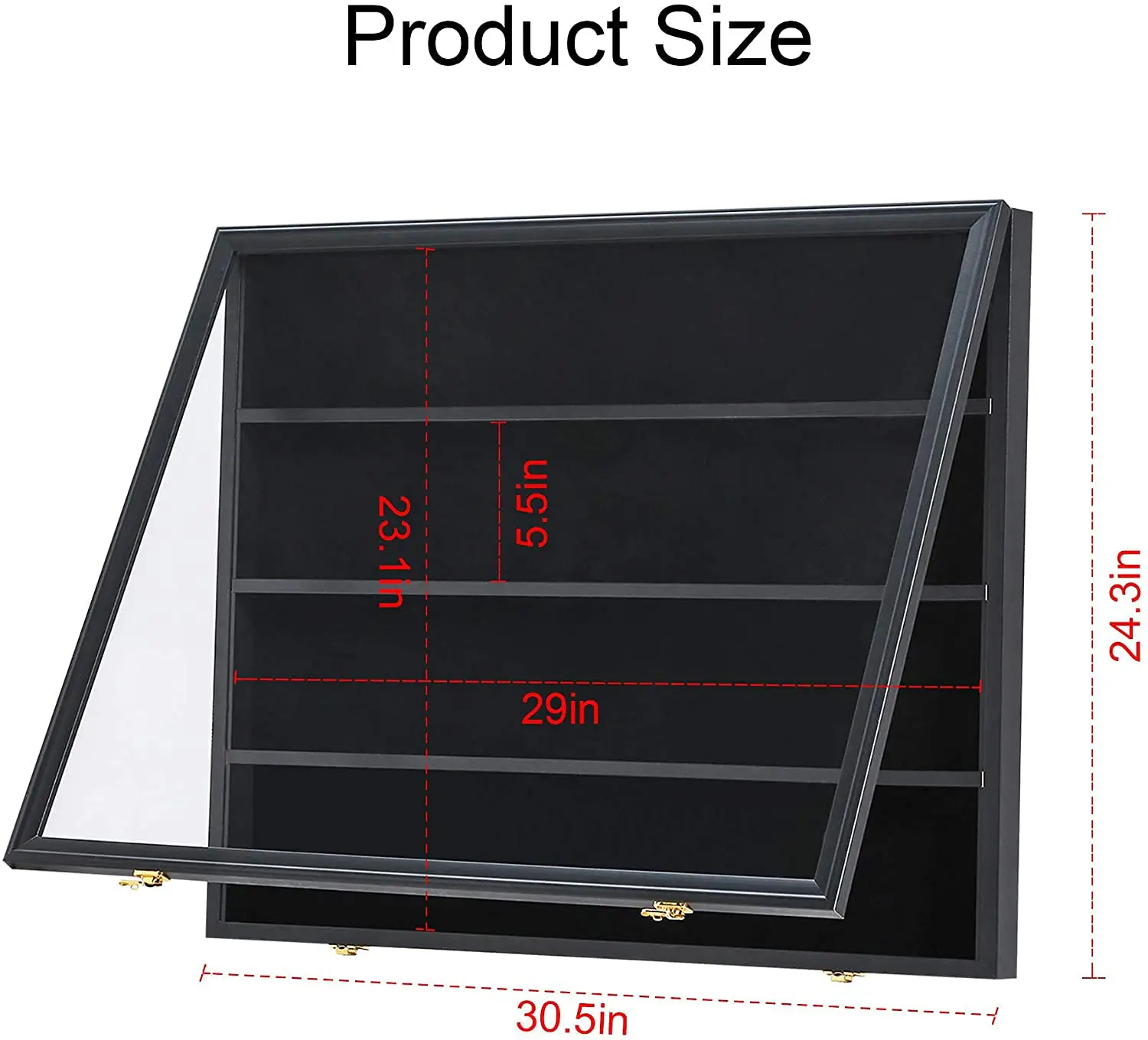 Sports Card Display Case 24*31" Lockable Black Baseball Trading Cards