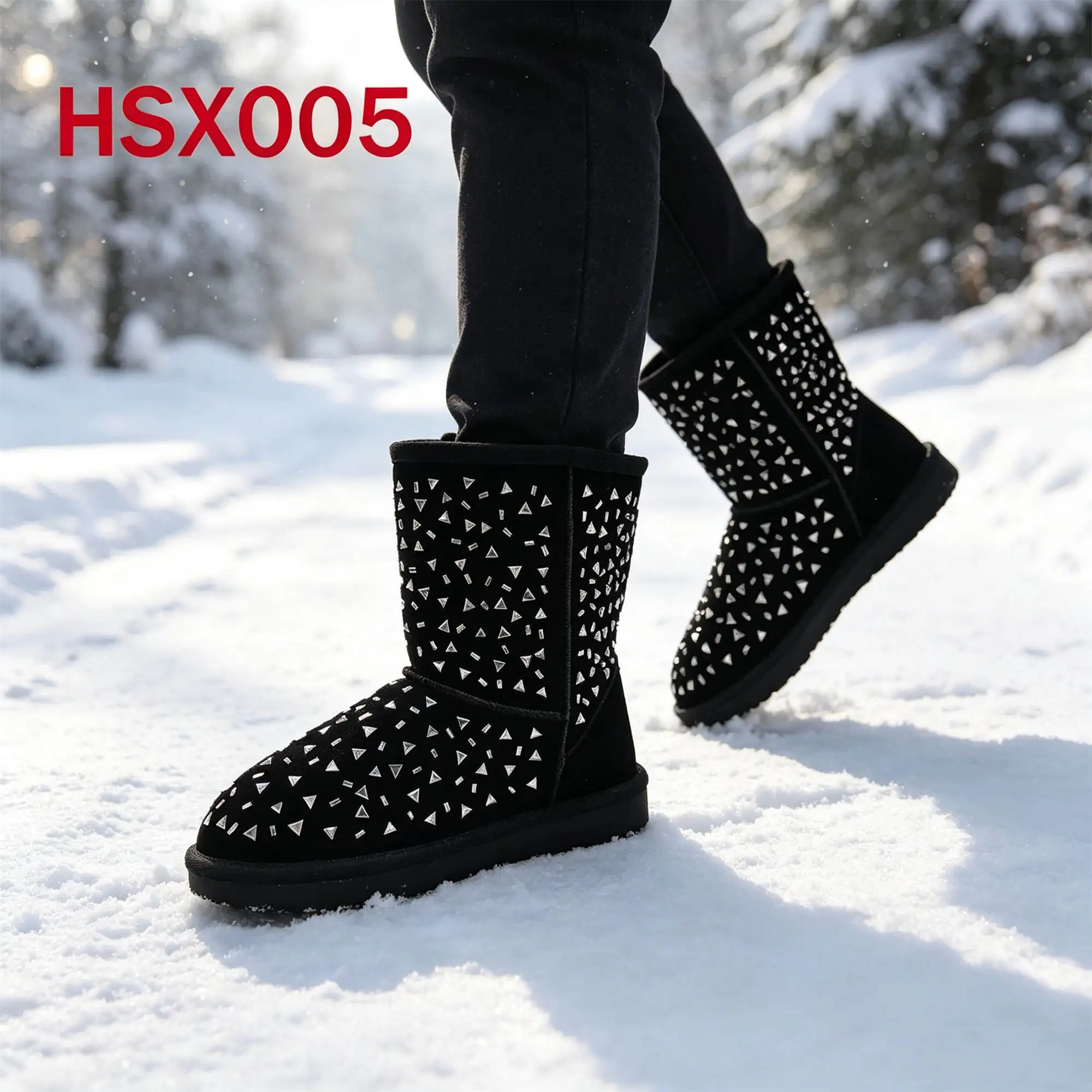ZYF,ice Wind Roadside Durable Natural Suede Leather Snow Boots Freezing Winter Days Non-skid TPR Sole Women Warm Boots HSX005