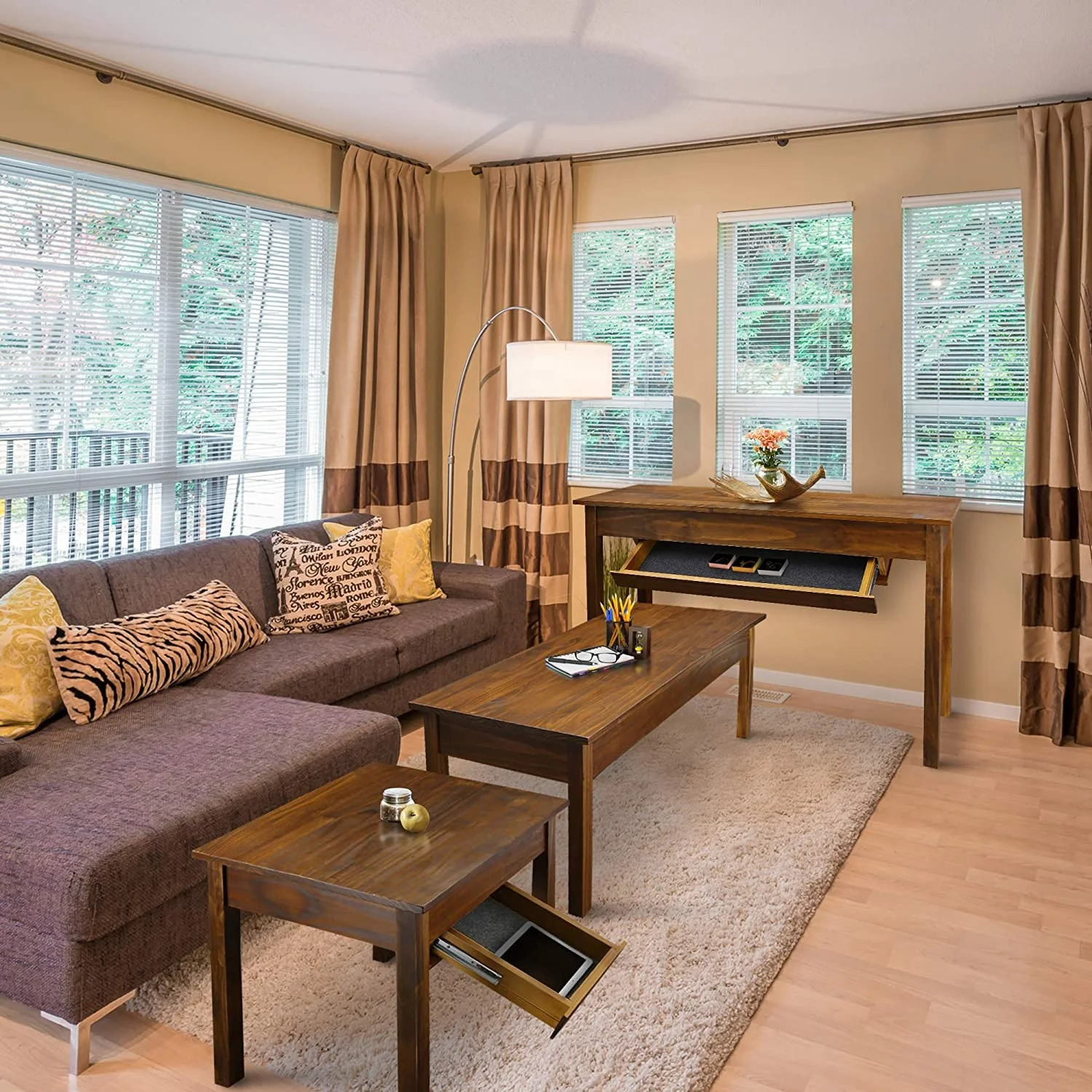 Wooden Bedside Table with Secret Compartment and Chip Card Coffee Tables for Living Room Home Furniture