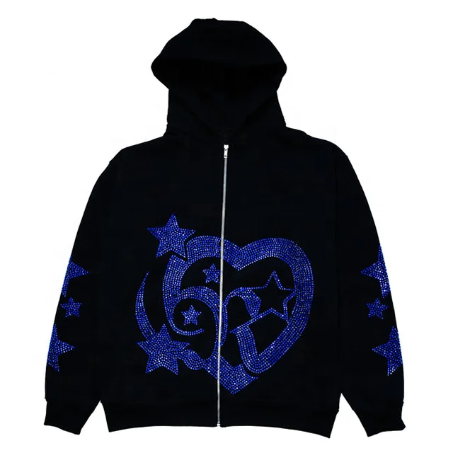 Custom Fleece Rhinestone Men's Hoodies & Sweatshirts Jackets Full Body