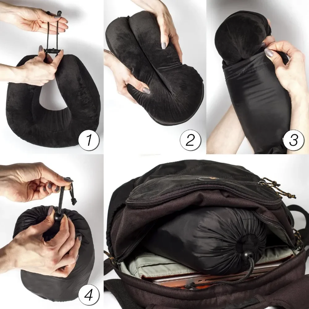 AA Custom Logo Free Sample Neck Pillow with Adjustable Clasp Memory Foam Neck Pillow Set Travel Neck Pillow Travel