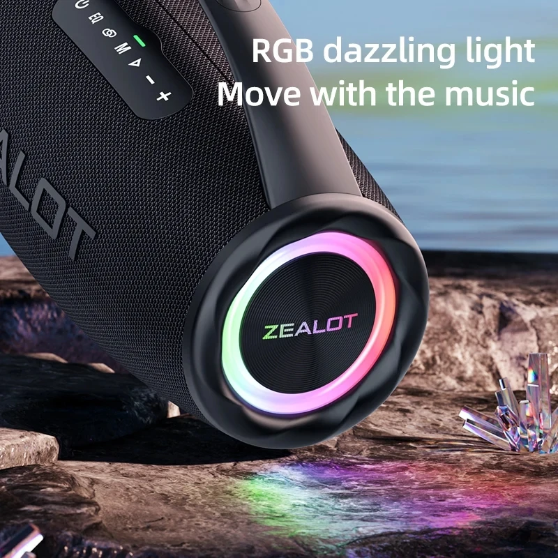 Zealot S97 80W Portable Waterproof DJ Speakers with RGB Lighting