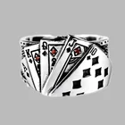 Flush Poker Rings Male And Female Personality Domineering Retro Do Old Diamond Square Opening Ring Wholesale Ornaments