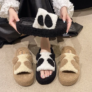 Thick-Soled Casual Fluffy Fashion Slippers for Women Comfortable Indoor Shoes Soft Slippers