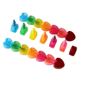 6PCS Colorful Highlighter Pen Heart Shaped Bright Colors Promotional Markers Highlighters