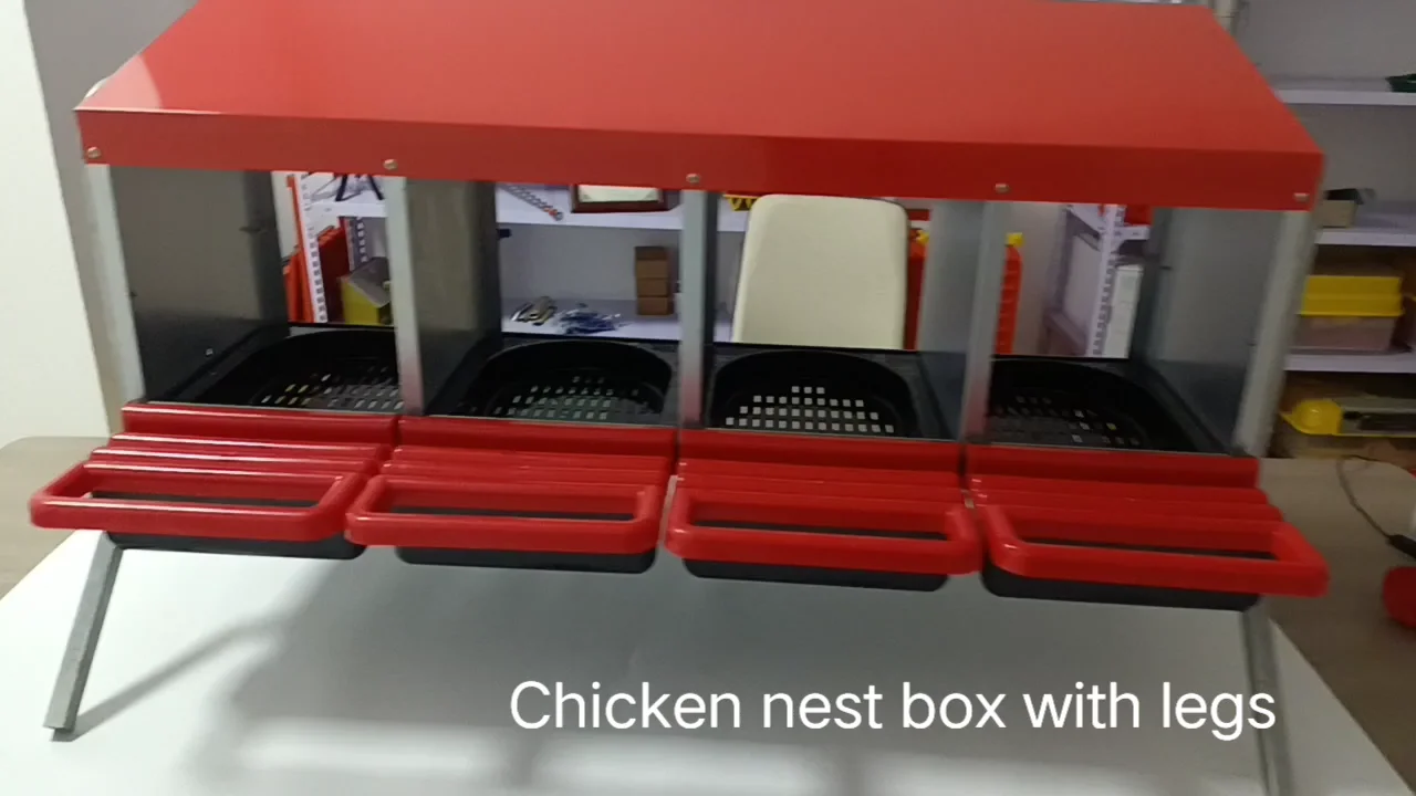 10 Compartment Metal Chicken Nesting Box - Galvanized Steel Roll Away Design, Easy Egg Collection