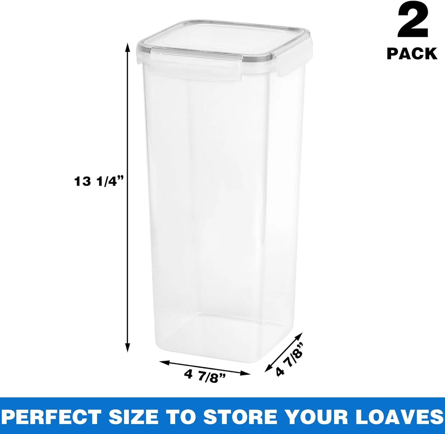 Plastic Bread Storage Container Box for Kitchen Counter Toast Keeper with Airtight Lid Sandwich Bread Holder Buddy Dispenser
