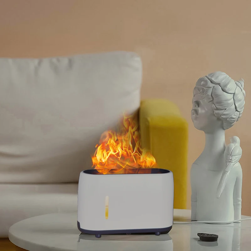 Flame Aroma Diffuser with Fire Effect LED Light 200mL Cool Mist USB Humidifier Essential Oil Diffuser