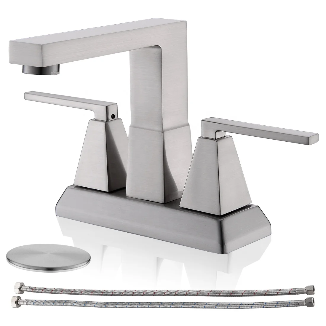 AOWE 4-inch Centerset Modern Touchless Sensor Bathroom Sink Faucet-Dual Handle Pull-Out Vanity Mixer Ceramic Cartridge