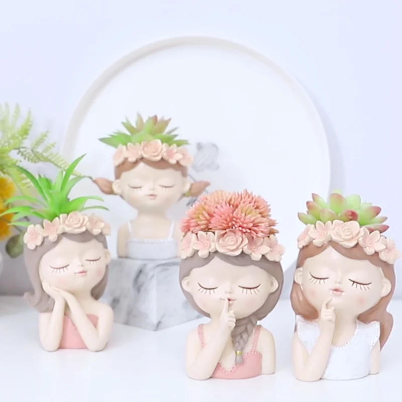 Roogo New Design Fairy Girl Small Size Flower Pot Home And Garden ...