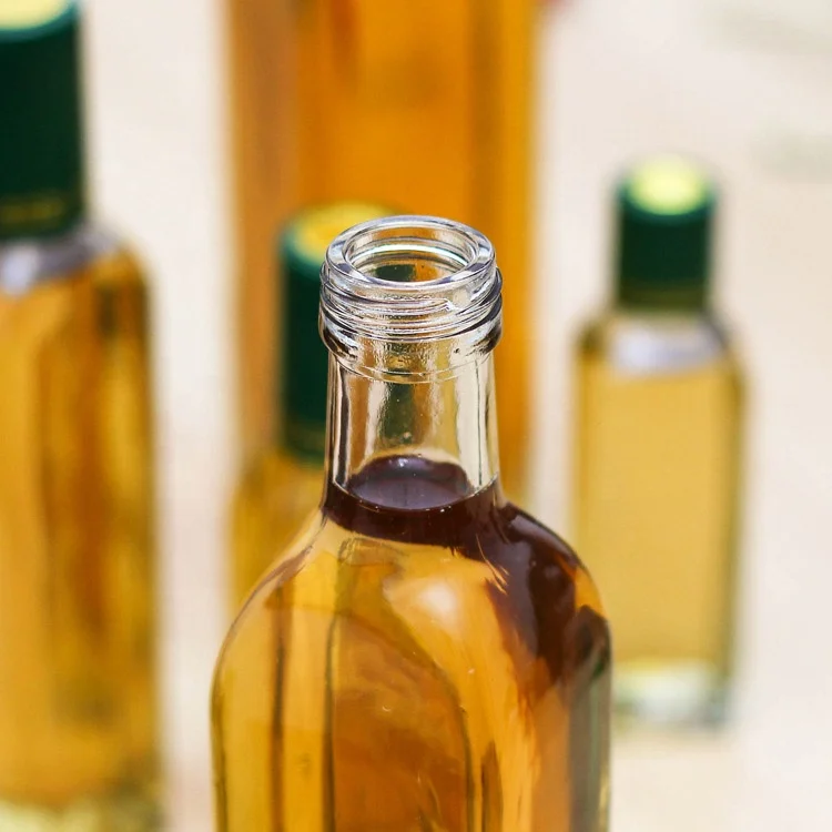 100ml 150ml 250ml 500ml 750ml 1000ml Clear Green Square Glass Olive Oil Bottle with Screw Cap