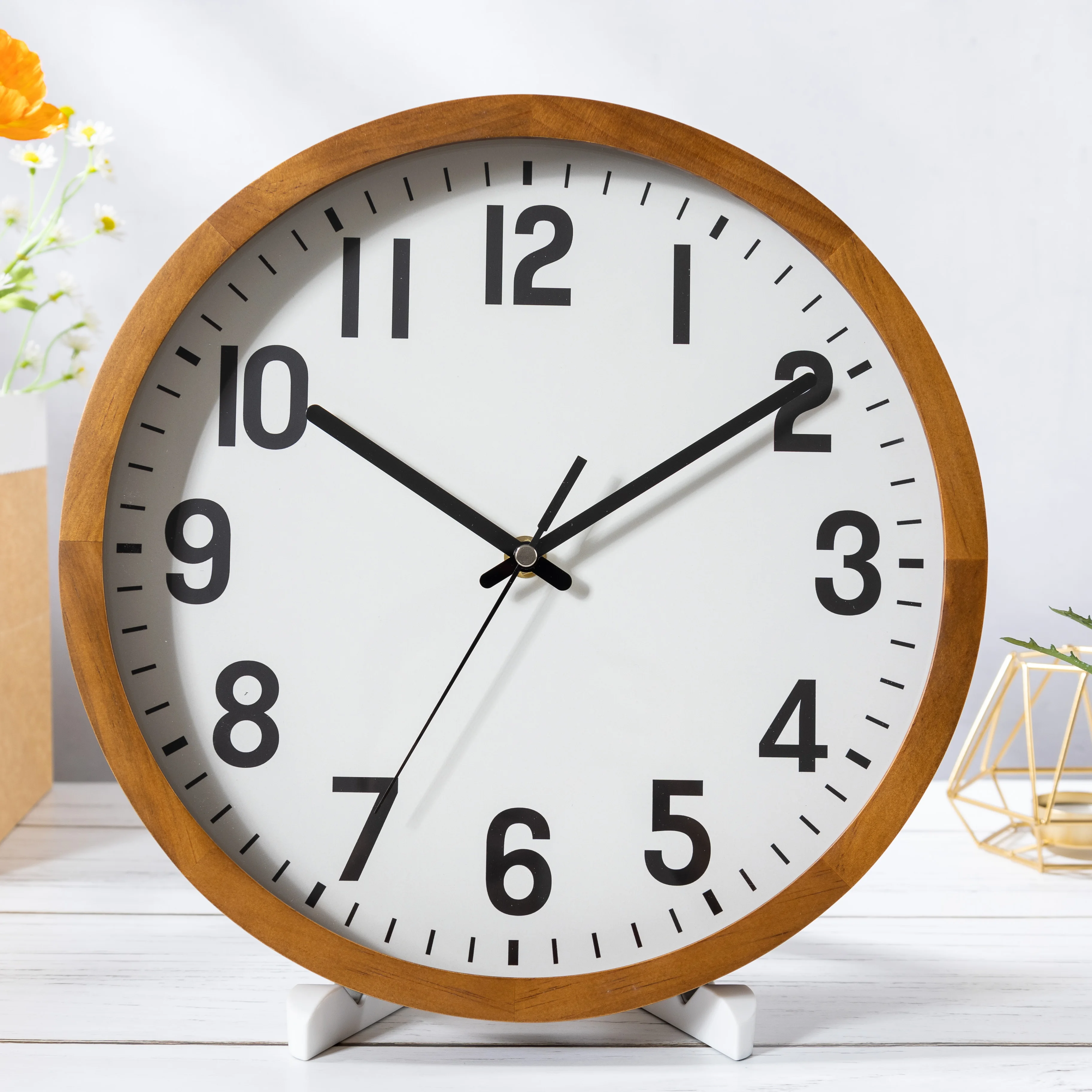 Modern Home Nordic Style Silent Living Room Bedroom Office Wooden Wall Clock