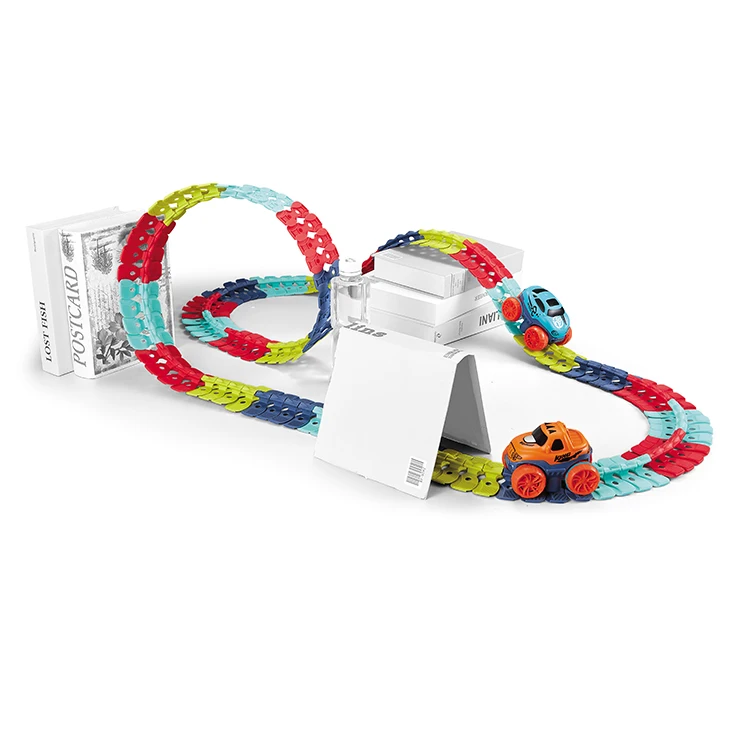 DIY 46pcs Changeable Assembling Flexible Racing Tracks With Electric LED Light Rail Slot Car Toy Sets