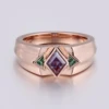 14K rose gold lab gemstone ring