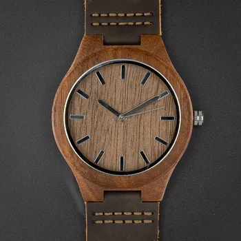 Bw01A Cheap Waterproof Custom Logo Wood Bamboo Wrist Watch For Men And Women With Genuine Leather Strap Engraved Wooden