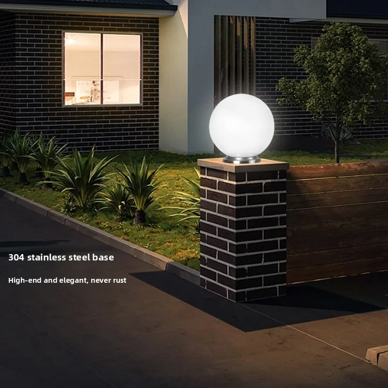 New Spherical Column Outdoor Pillar Lamp IP65 Waterproof LED for Courtyard Gate Wall Both Sides