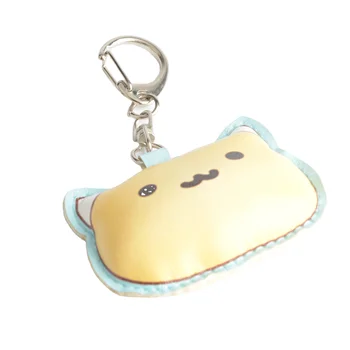 Custom UV Printing Stitch Puffy Cat Keychain Key Chain Pu Leather Animal Dog Keyring Bag Charm Trinket