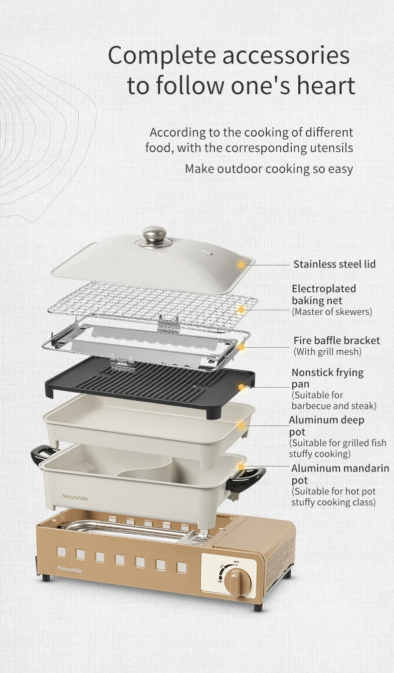 Naturehike Outdoor Kitchen Cooking Stove Nonstick Grill Mandarin Duck