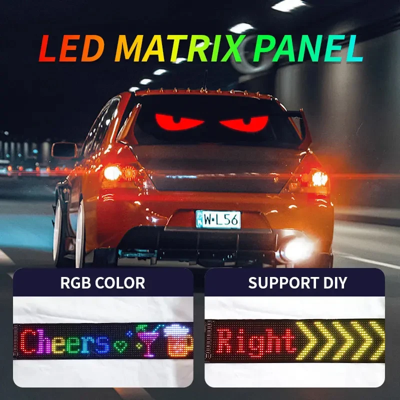 Truck Windshield Flexible LED Display Screen Blinking Eyes  Animated Screen APP Programmable Soft LED Displays for Truck
