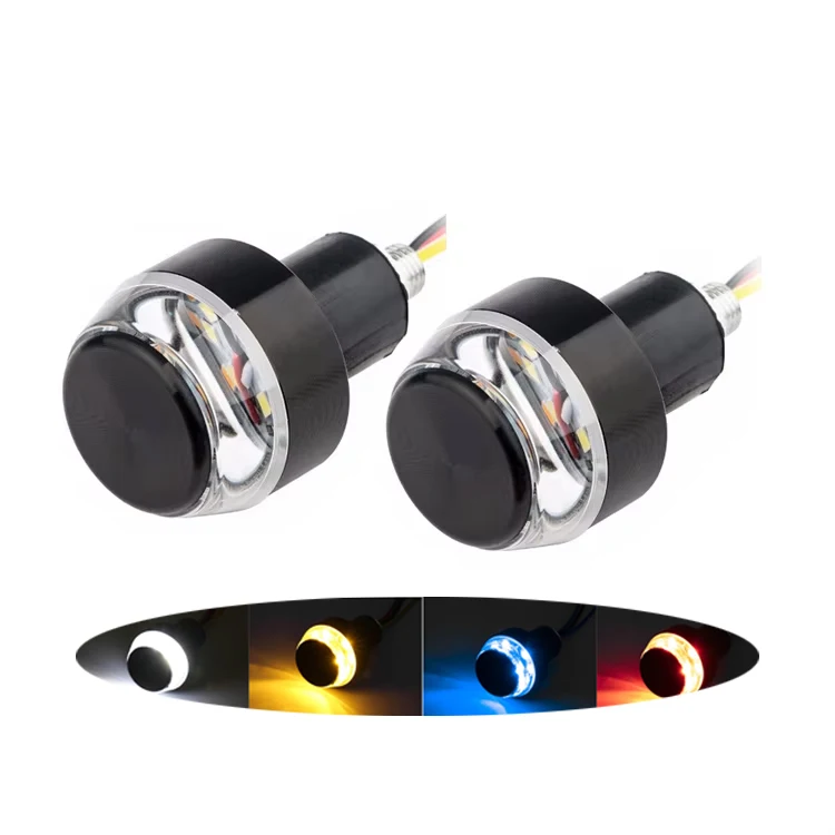 Turn Signals Motorcycle LED Handle Bar End Blinker for 22mm Handlebar Amber Grip Plug Signal Light 12V Flashing Handle Bar