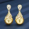 Gold golden balls stud earrings