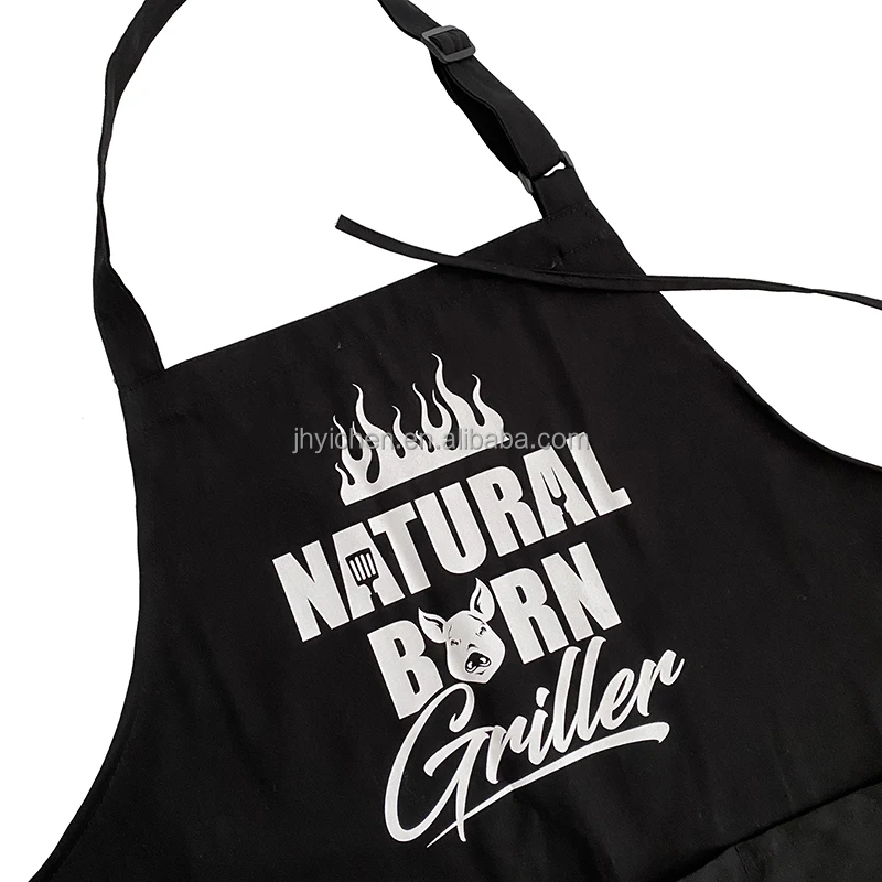 Custom Logo Polyester Kitchen Apron with Cotton Twill Waterproof Turkey Printing Chef Waist Apron Cafe Restaurants Cleaning Use