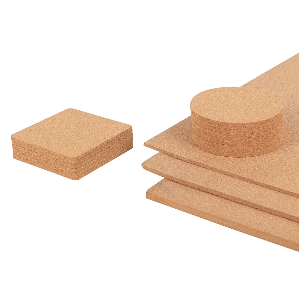 Natural Rounded Corners Cork Coasters Reusable Coasters For Sheat