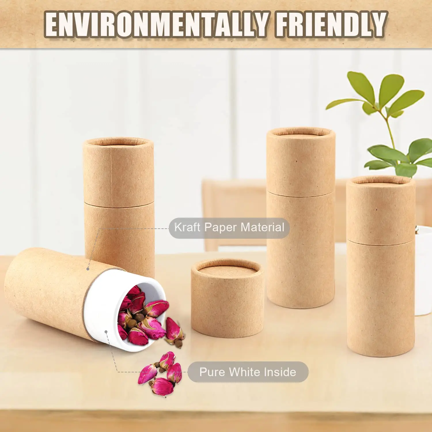1 Oz/30ml Recyclable Kraft Paperboard Tubes Empty Cardboard Box Container Lid for Packaging Jewelry Pencils Tea Coffee