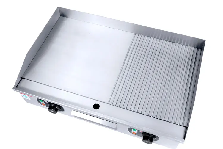 High Quality  Commercial Stainless Steel Counter Top Teppanyaki Half Flat and Half Grooved Plate Griddle factory