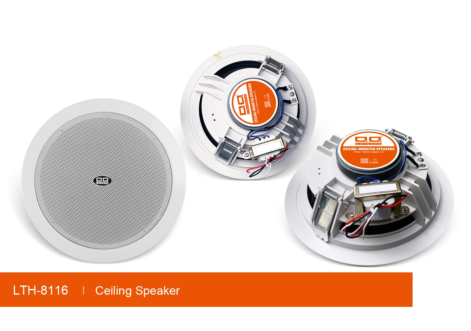 Qqchinapa 36w 100v Abs Passive Ceiling Mount Speaker Metal Plastic For