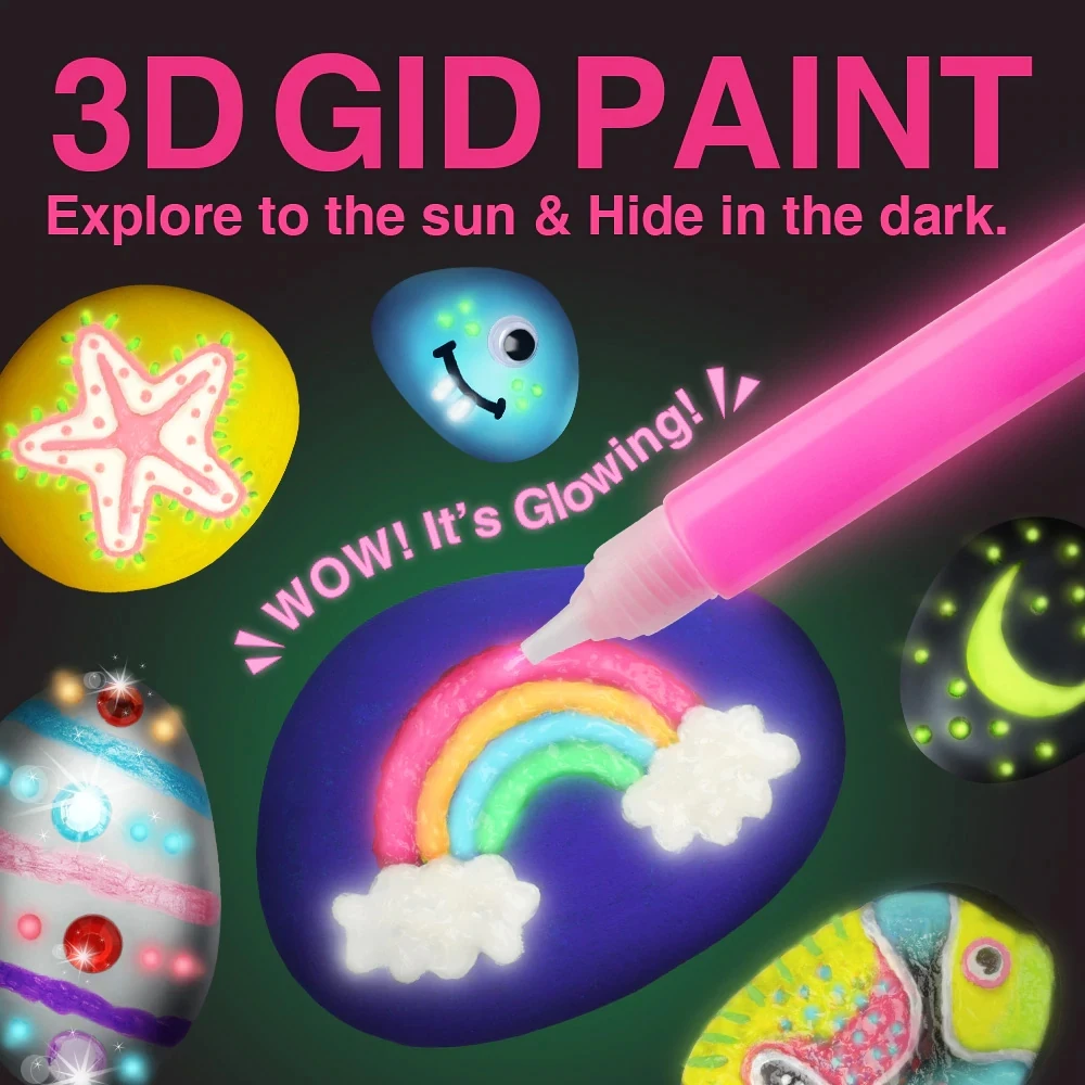 Creativity for Kids Glow In The Dark Rock Painting Kit - Paint 10