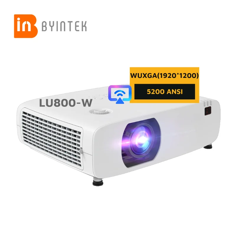BYINTEK Wireless Conference Projector 5200 ANSI LU800-W Connect Projector Wirelessly 3LCD Vertical Displacement Laser Projector