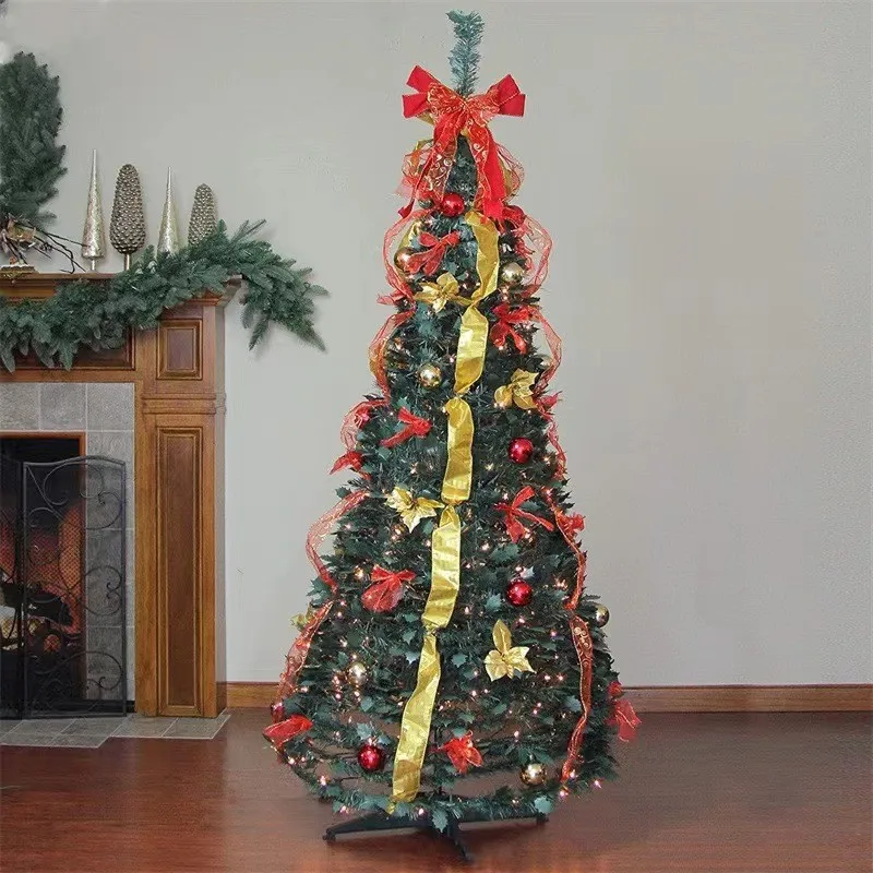 150Cm Sapin De Noël Artificiel Avec Lumières Led Chaudes - Pliable Pop