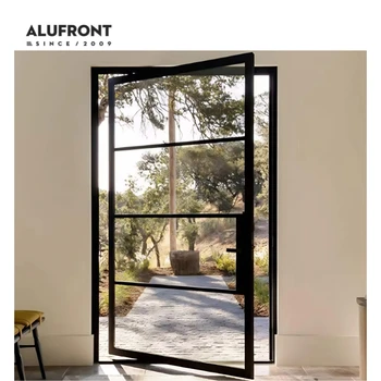 Alufront NFRC Standard China Factory Aluminium Slimline Doors French Aluminum Slimline Hinged Door Aluminium Interior Doors