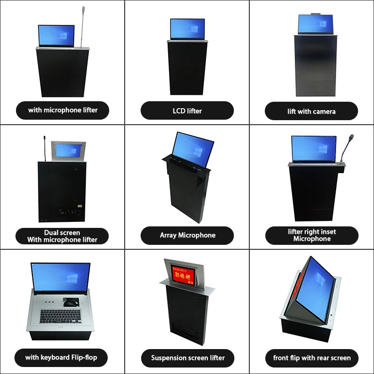 Моторизованный механизм подъема телевизора со скрытым столом максимальная наклона 60 градусов Аудиовизуальный проект и система конференций 8 кг Blueshark