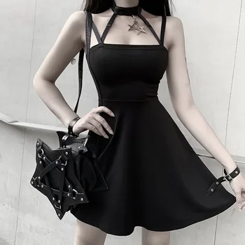 Retro Velvet Black Dress Goth Aesthetic High Waist Lace Dress Elegant Spaghetti Straps A Line Women Party Dresses