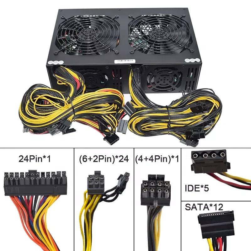 Hot Sales 4000w Psu Rtx4090 Power Supply Atx 12v Dual Cooling Fan 4000w Power Supply 110v 4u