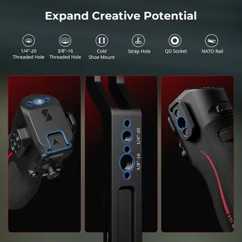 For SMALLRIG Gimbal Stabilizer Handle for DJI RS 2/RS 3 Pro/RS 4/RS 4 Pro 1/4\"-20 Locating Holes Cold Shoe Mount Load 4329 detail image