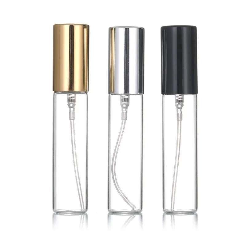 5ml 10ml Clear Frosted Mini Fragrance Vials Attar Perfume Oil Glass Spray Pump Bottles With Paper Box Packaging
