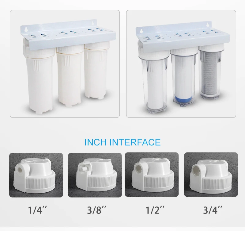 10 Inch Filter Housing 3 Stage Water Prefiltration Pp+udf+cto
