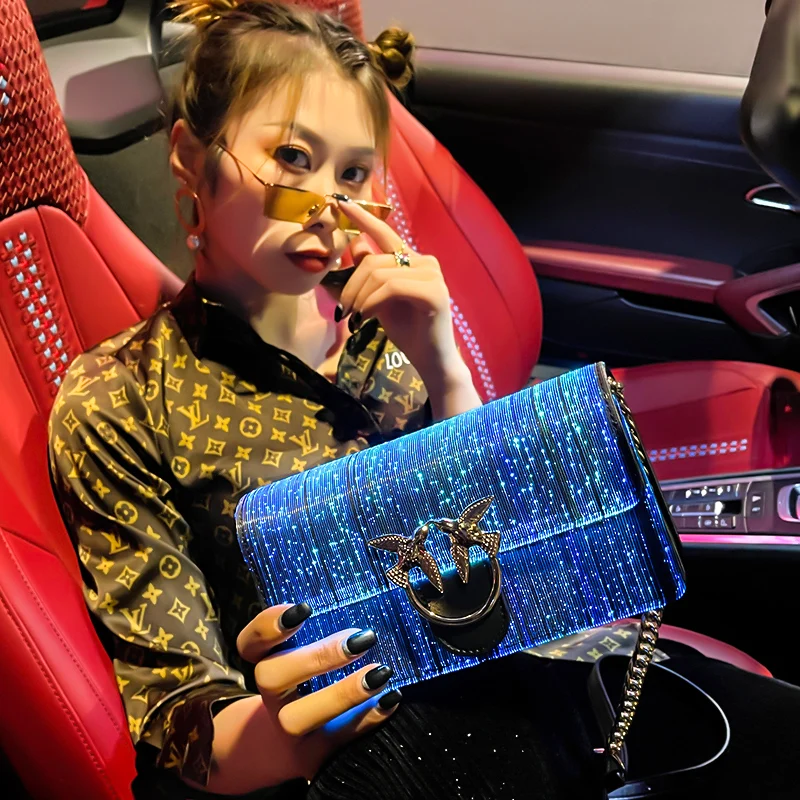 2022 Rechargeable Glowing women led light bag purse lady handbag