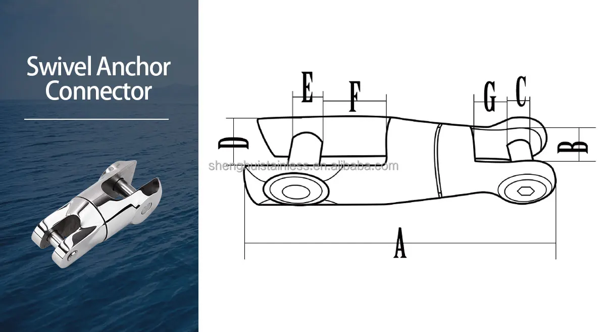 product hot sale 316 stainless steel mirror polished marine hardware 6mm 8mm anchor double connector for boat-2