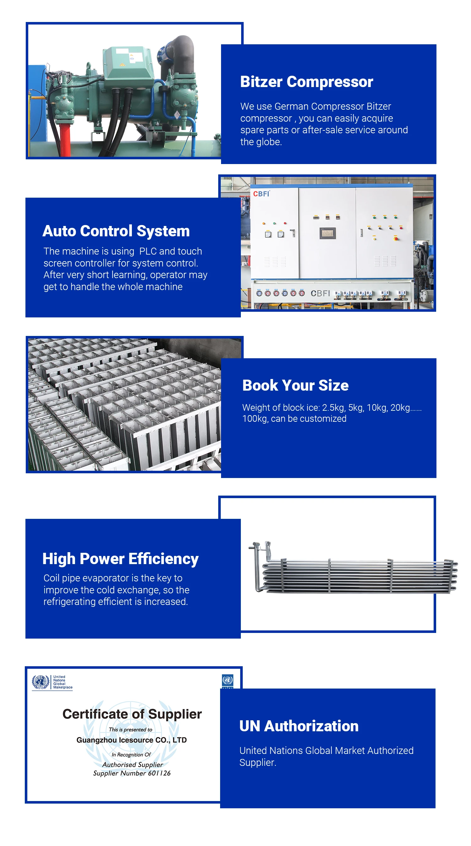 Cbfi Bbi Series 100 Tons Large Salt Water Ice Block Machine Industrial