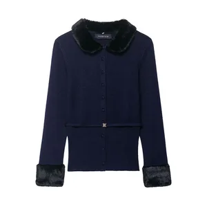 2025 New European and American Style Loose Women's Design Elegant Knitted Sweater Top 2756128