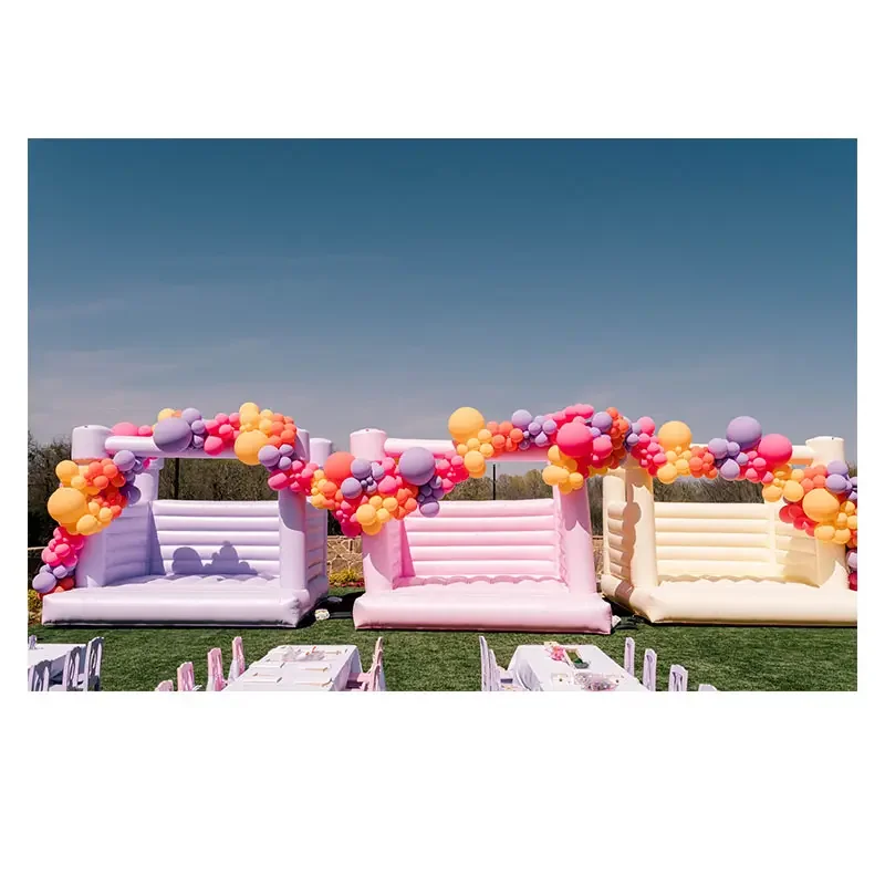 Commercial Pastel Wedding Bouncy Castle Jumping Castle Combo With Ball